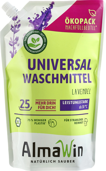 AlmaWin Flüssiges Waschmittel Lavendel ÖkoPack 1.5 l
