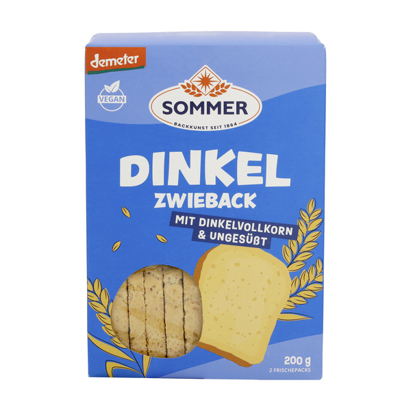 SOMMER BACKKUNST SEIT 1864 Dinkel Zwieback ungesüßt 200 g