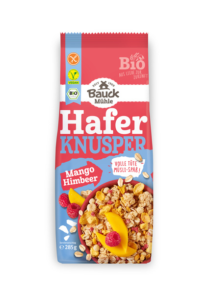 Bauck Mühle Hafer Knusper Müsli Mango Himbeere glutenfrei 285 g