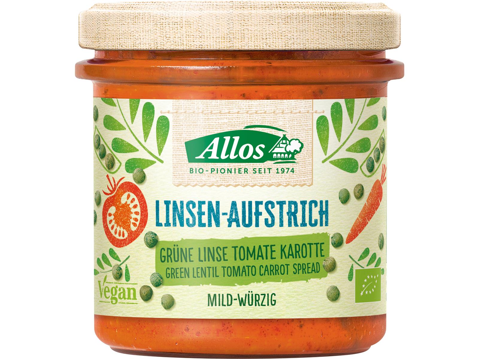 Allos Linsen-Aufstrich Grüne Linse Tomate Karotte 140 g