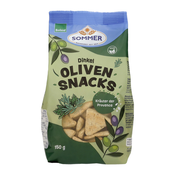 SOMMER BACKKUNST SEIT 1864 Dinkel Oliven-Snacks Kräuter Provence 150 g