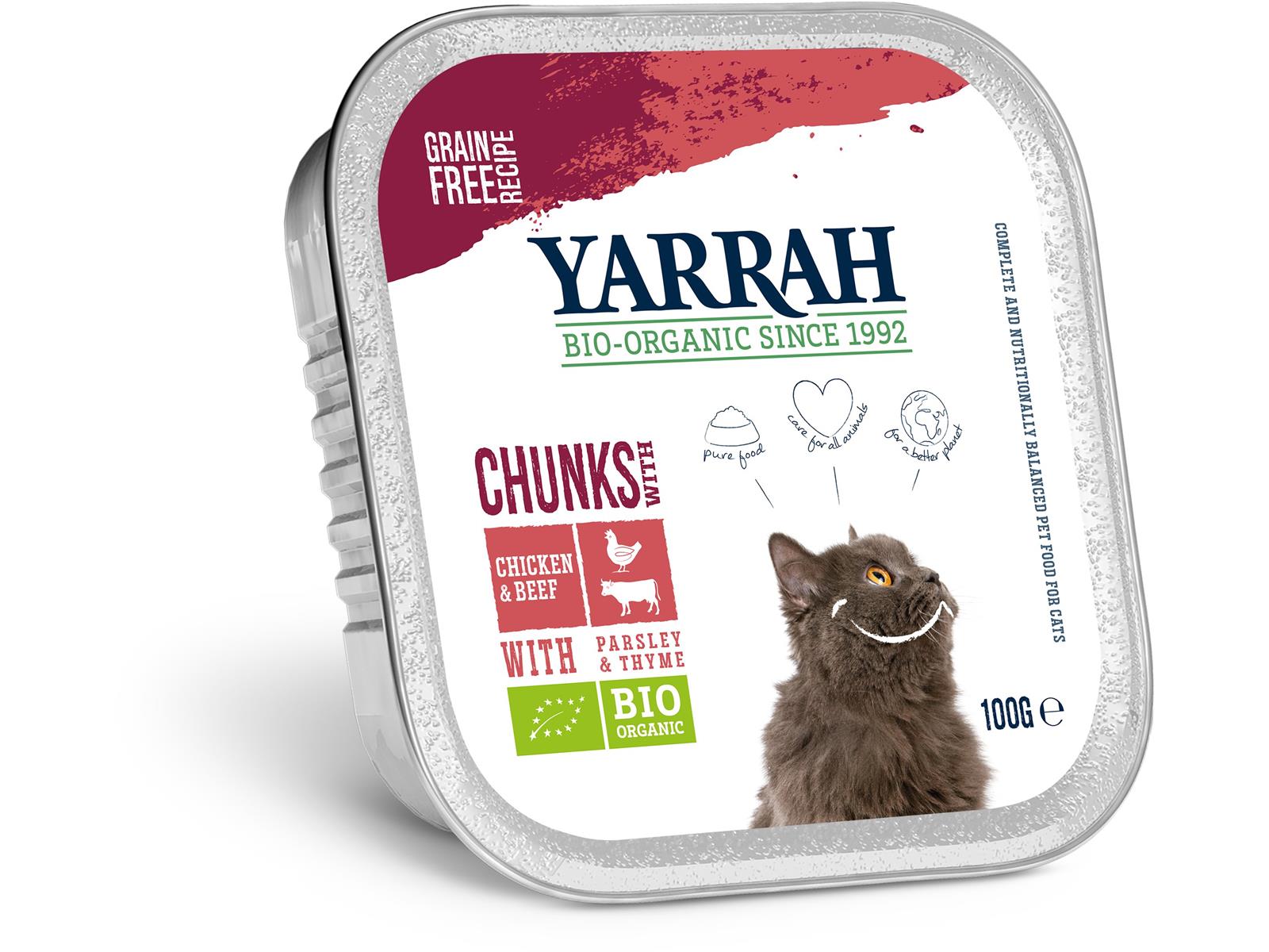 Yarrah Katzen Bröckchen Huhn & Rind für Katzen 100 g