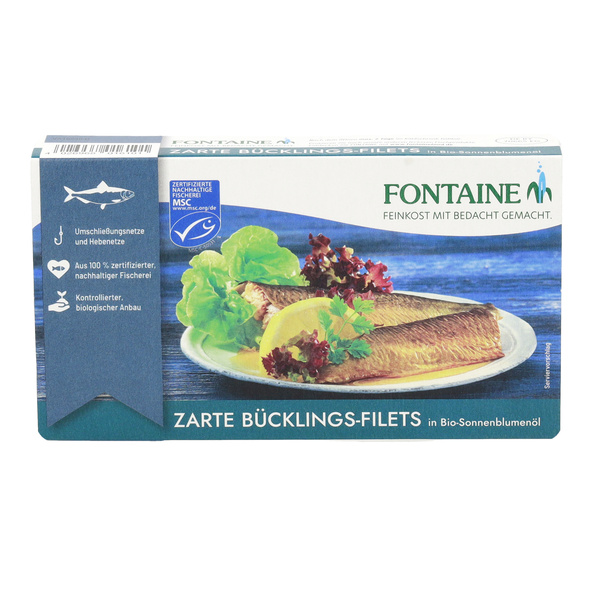 Fontaine BÜCKLINGSFILETS IN BIO-SONNENBLUMENÖL 190 g