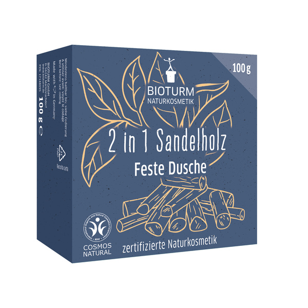 BIOTURM Feste Dusche 2 in 1 Sandelholz 100 g