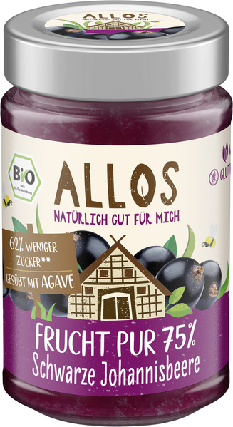 Allos Frucht Pur 75% Schwarze Johannisbeere 200 g