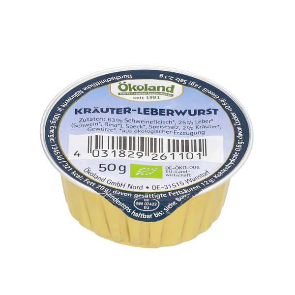 ÖKOLAND Feine Kräuterleberwurst Dose 50 g