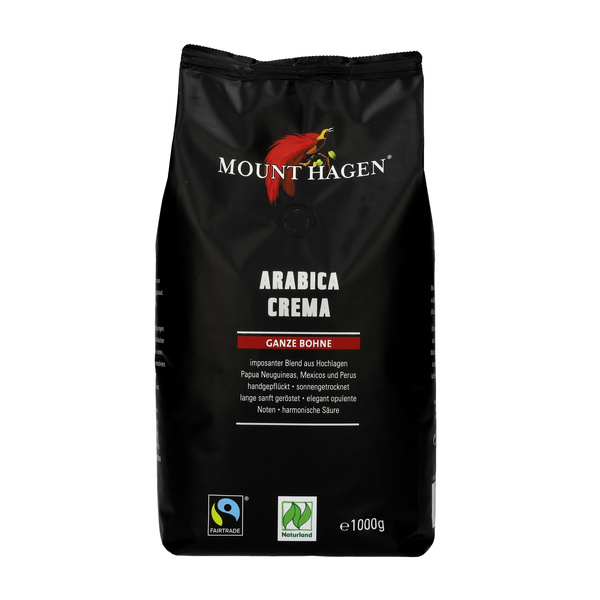 Mount Hagen Röstkaffee Crema ganze Bohne 1 kg