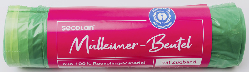 memo Handelsware Secolan Mülleimerbeutel mit Zugband 60 Ltr grün 15 Beutel