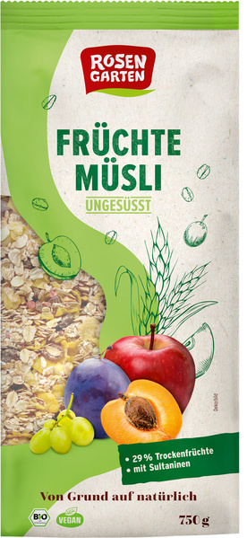 Rosengarten Früchte-Müsli ungesüßt 750 g