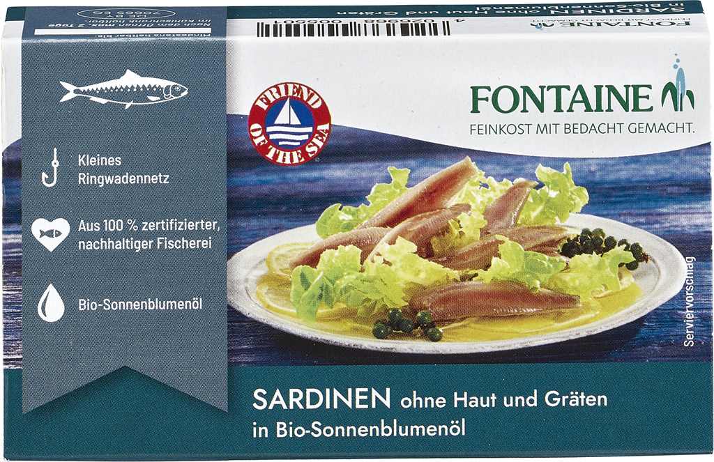 Fontaine Sardinen in Bio-Sonnenblumenöl 120 g