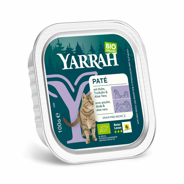 Yarrah Organic Petfood Pastete Huhn Truthan für Katzen 100 g