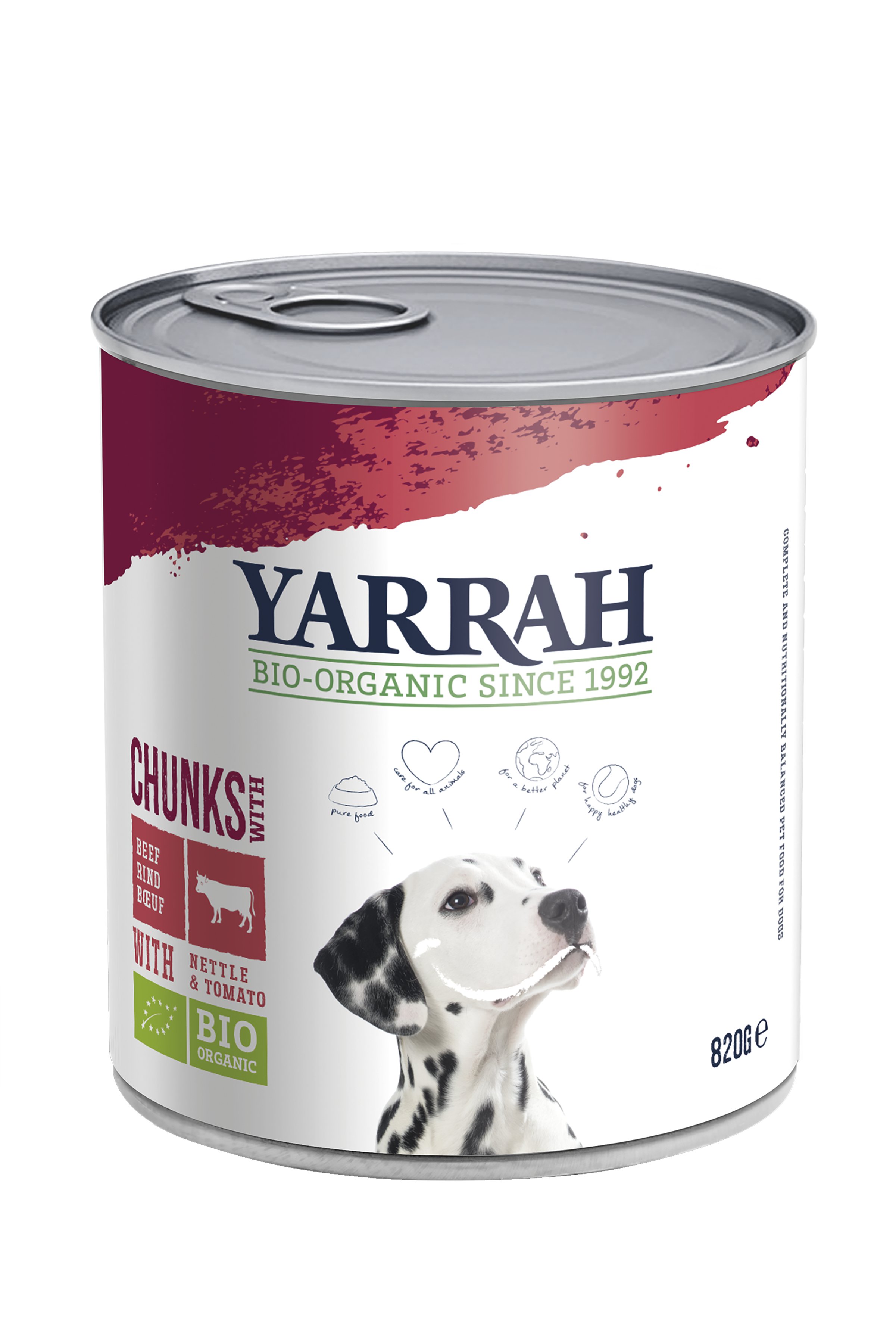 Yarrah Bio Hund Dose Bröckchen Huhn & Rind 820 g