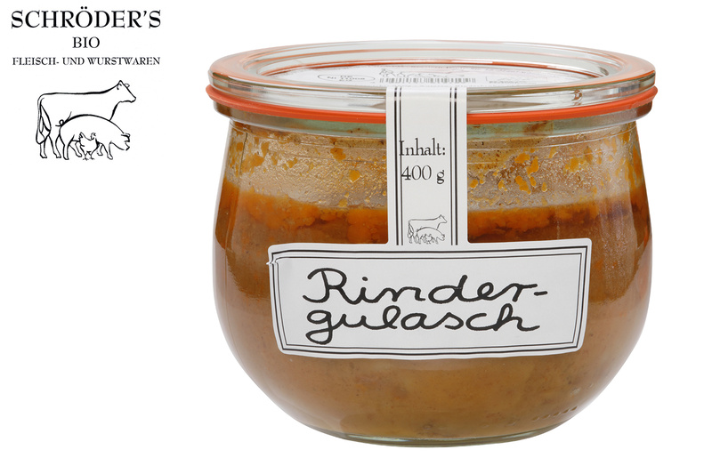 Schröders Bio Fleisch- und Wurstwaren Rindergulasch im Glas MW 400 g