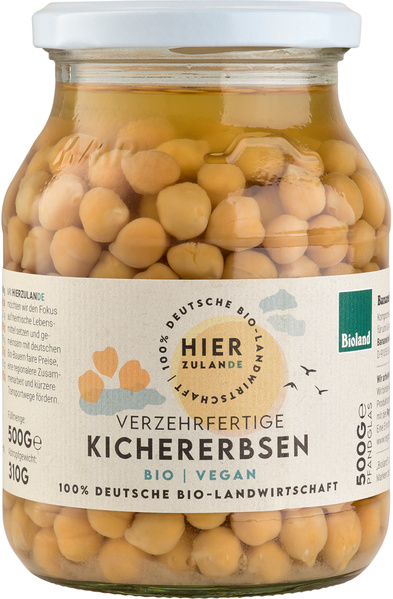 Hierzulande Kichererbsen im Glas 500 g