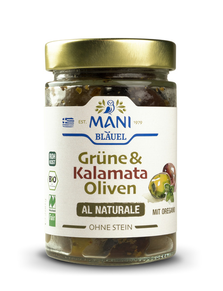 MANI® Grüne & Kalamata Oliven al naturale 175 g