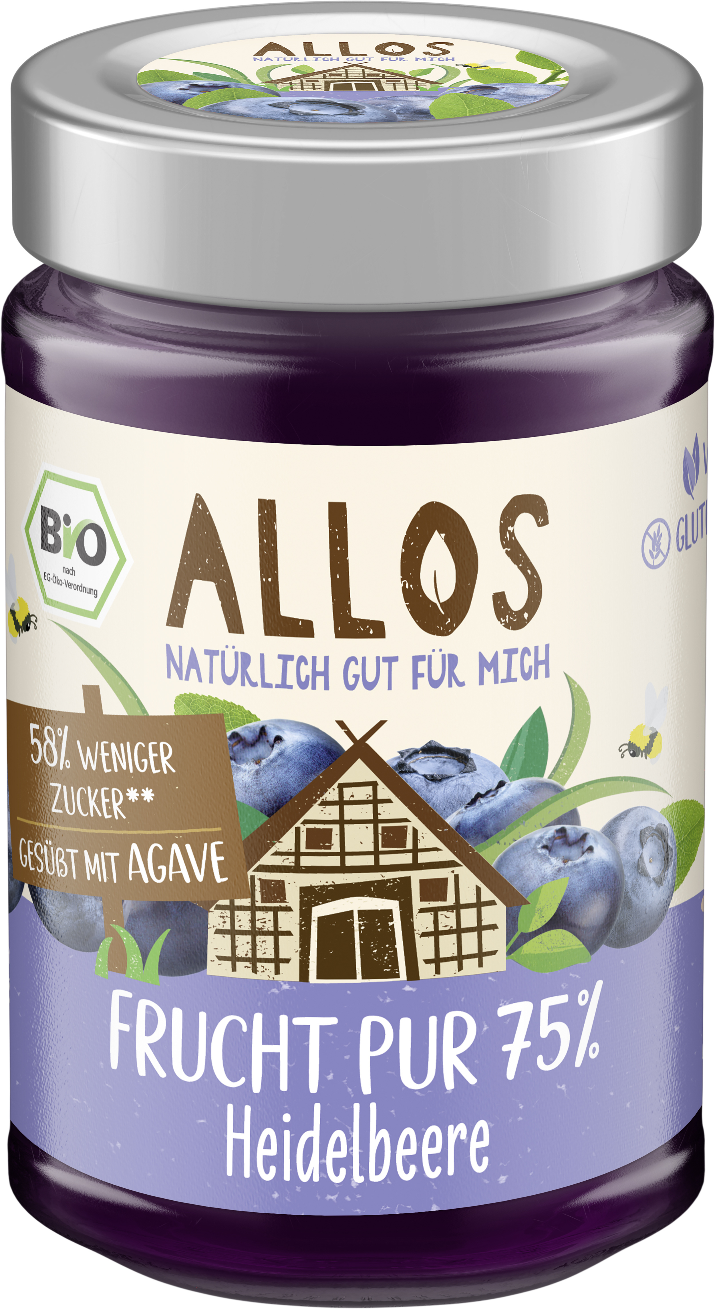 Allos Frucht Pur 75% Heidelbeere 200 g