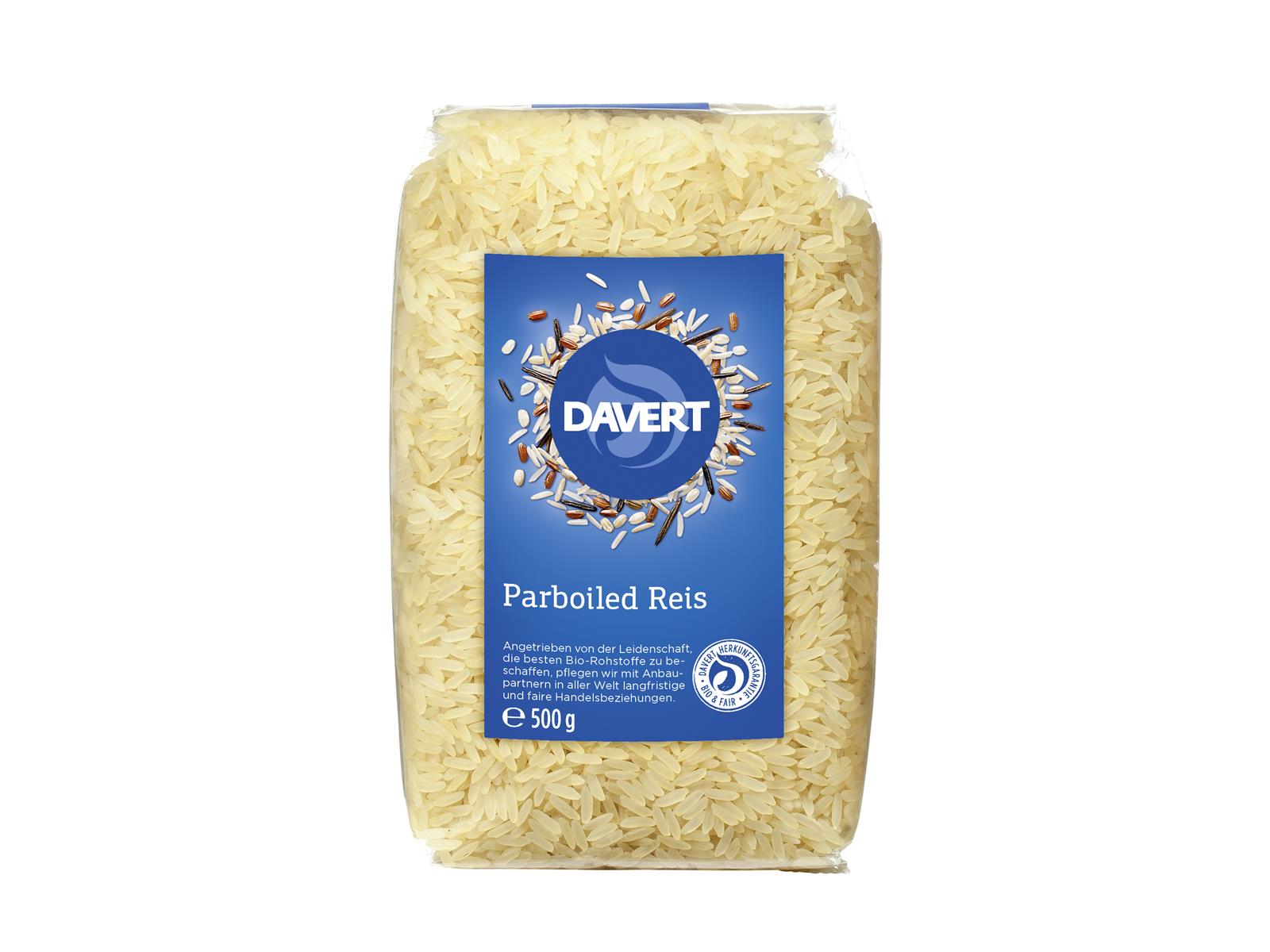 Davert Parboiled Reis Langkorn, weiß 500 g