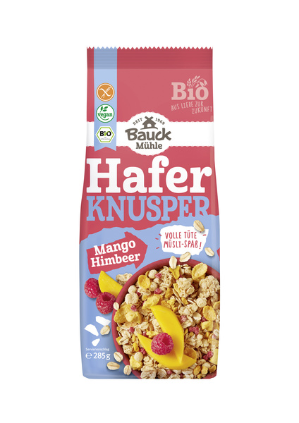 Bauck Mühle Hafer Knusper Müsli Mango Himbeere glutenfrei 285 g