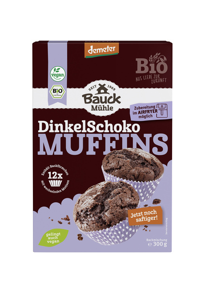 Bauck Mühle Dinkel Muffins Schoko Demeter 300 g