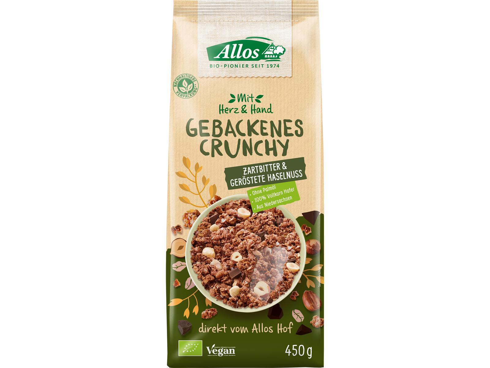 Allos Mit Herz & Hand Gebackenes Crunchy Zartbitter 450 g