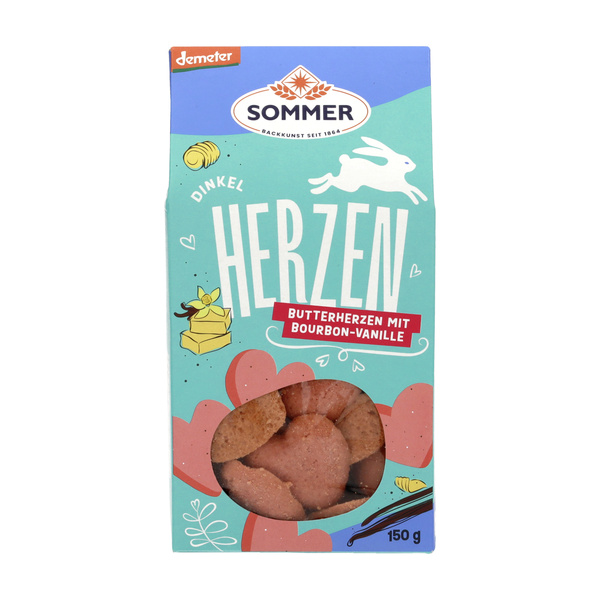 SOMMER BACKKUNST SEIT 1864 Dinkel Butterherzen mit Bourbon-Vanille 150 g
