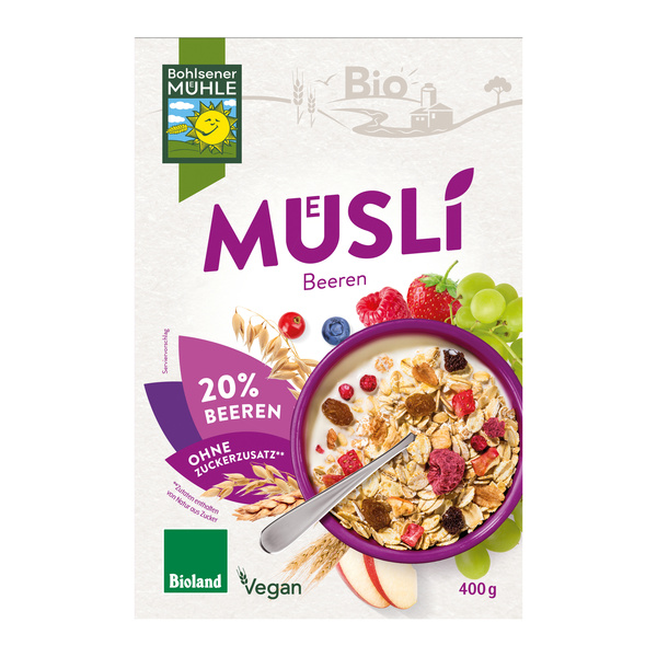 Bohlsener Mühle Beeren Müsli mit 20% getr. Beeren Faltschachtel 400 g