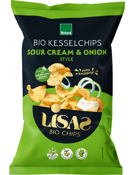 Lisas Bio Chips Kesselchips Typ Sauerrahm & Zwiebel 115 g