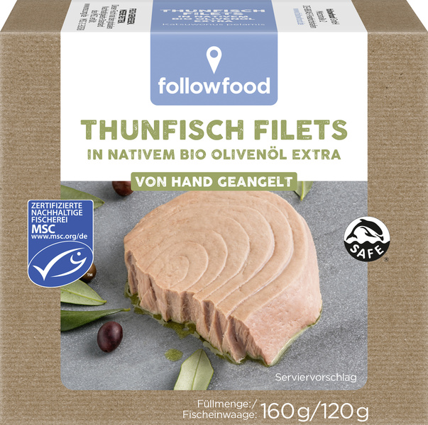 followfood Thunfisch Filets in Bio-Olivenöl 160 g