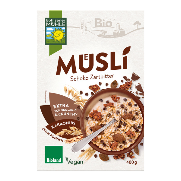 Bohlsener Mühle Schoko Zartbitter Müsli Faltschachtel 400 g