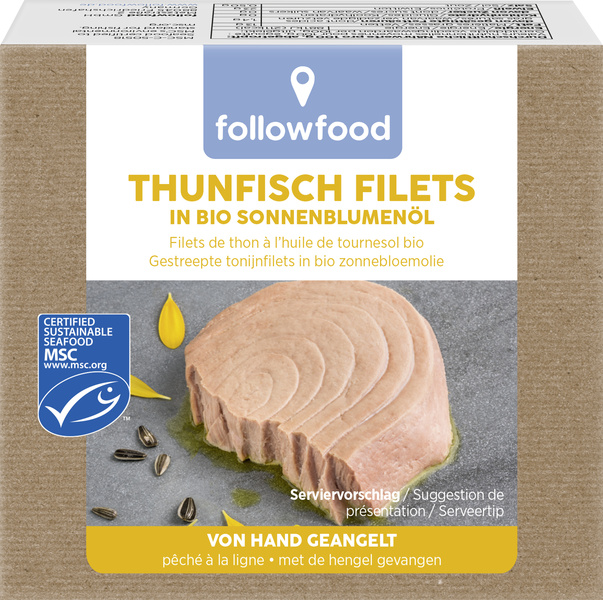 followfood Thunfisch Filets in Bio-Sonnenblumenöl 185 g