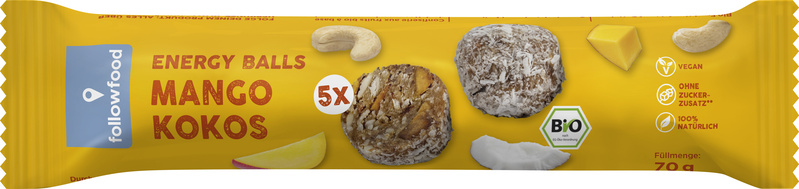 followfood Energy Balls Mango Kokos 70 g