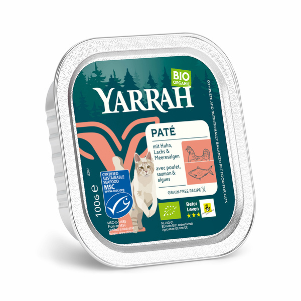 Yarrah Organic Petfood Pastete Huhn Lachs Meeresalgen für Katzen 100 g