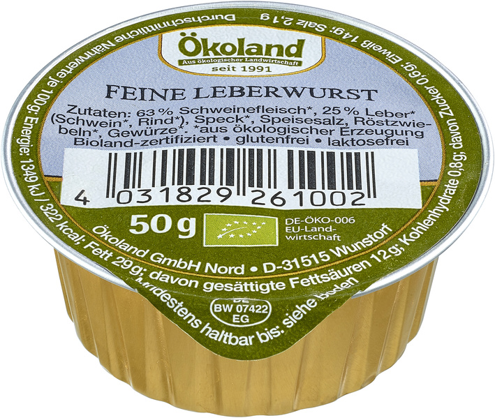 ÖKOLAND Feine Leberwurst Dose 50 g