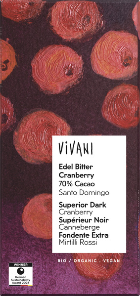 Vivani Edel Bitter Cranberry 70% Cacao 80 g