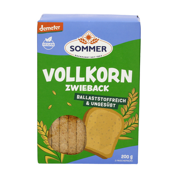 SOMMER BACKKUNST SEIT 1864 Weizen Vollkorn Zwieback 200 g
