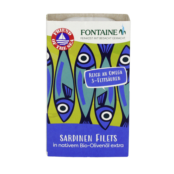 Fontaine Sardinen ohne Haut u. Gräten in Bio-Olivenöl 120 g