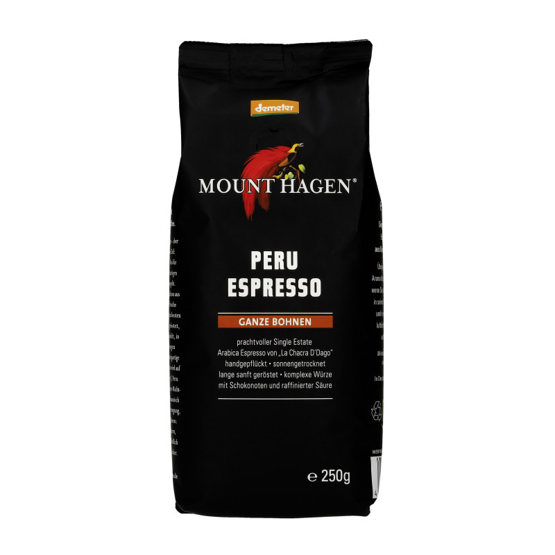 Mount Hagen Demeter Espresso Peru ganze Bohne 250g