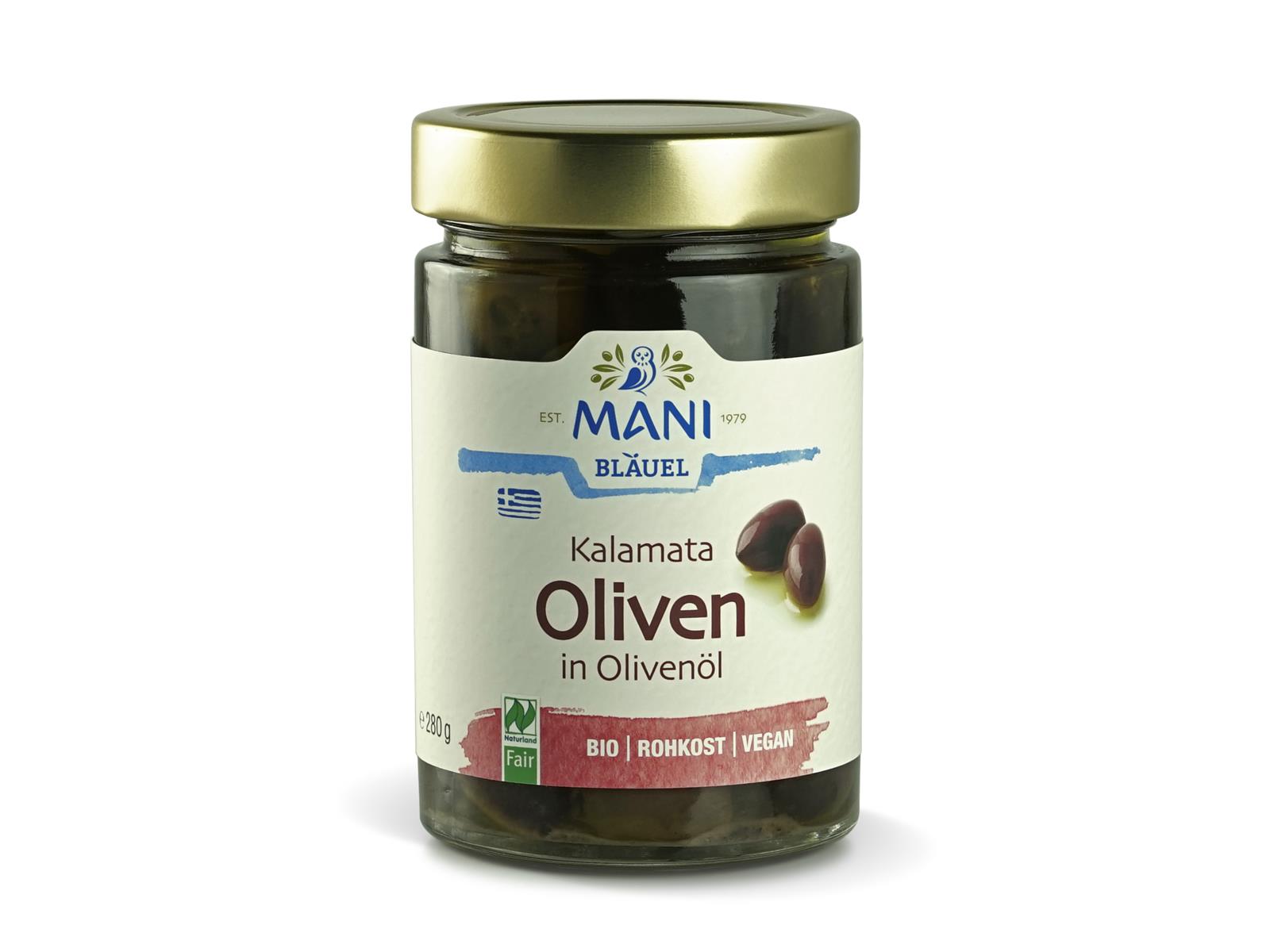 Mani Bläuel Kalamata Oliven in Olivenöl 280 g