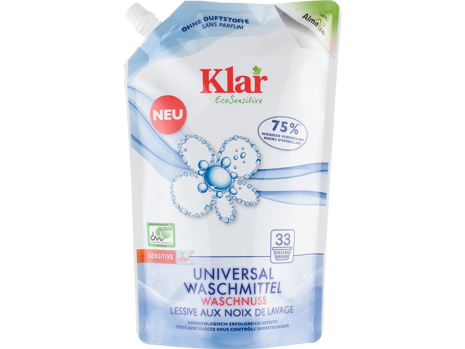 Klar Universal Waschmittel Waschnuss ÖkoPack 1,5l