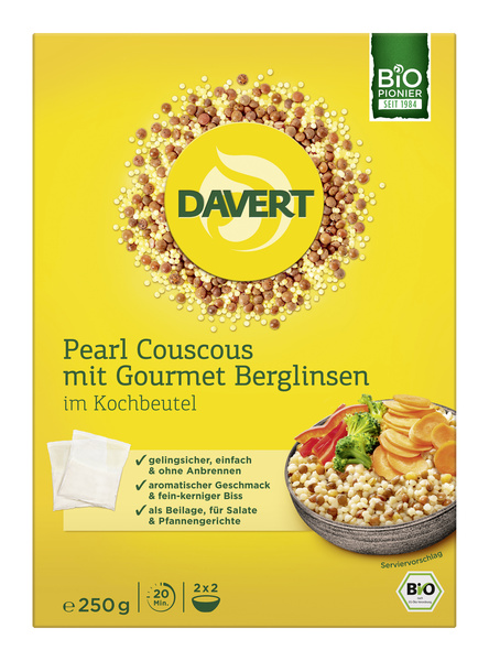Davert Pearl Couscous mit Berglinsen im Kochbeutel 250 g