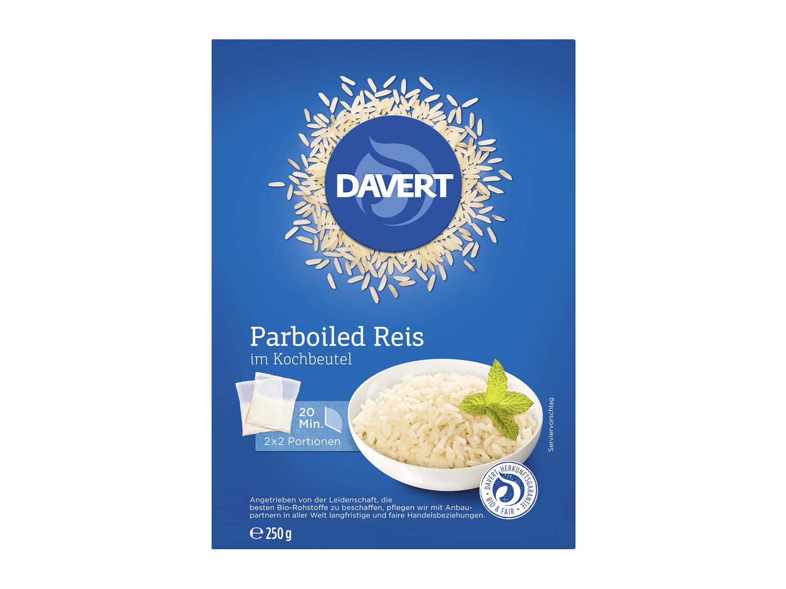 Davert Parboiled Reis Kochbeutel 250 g