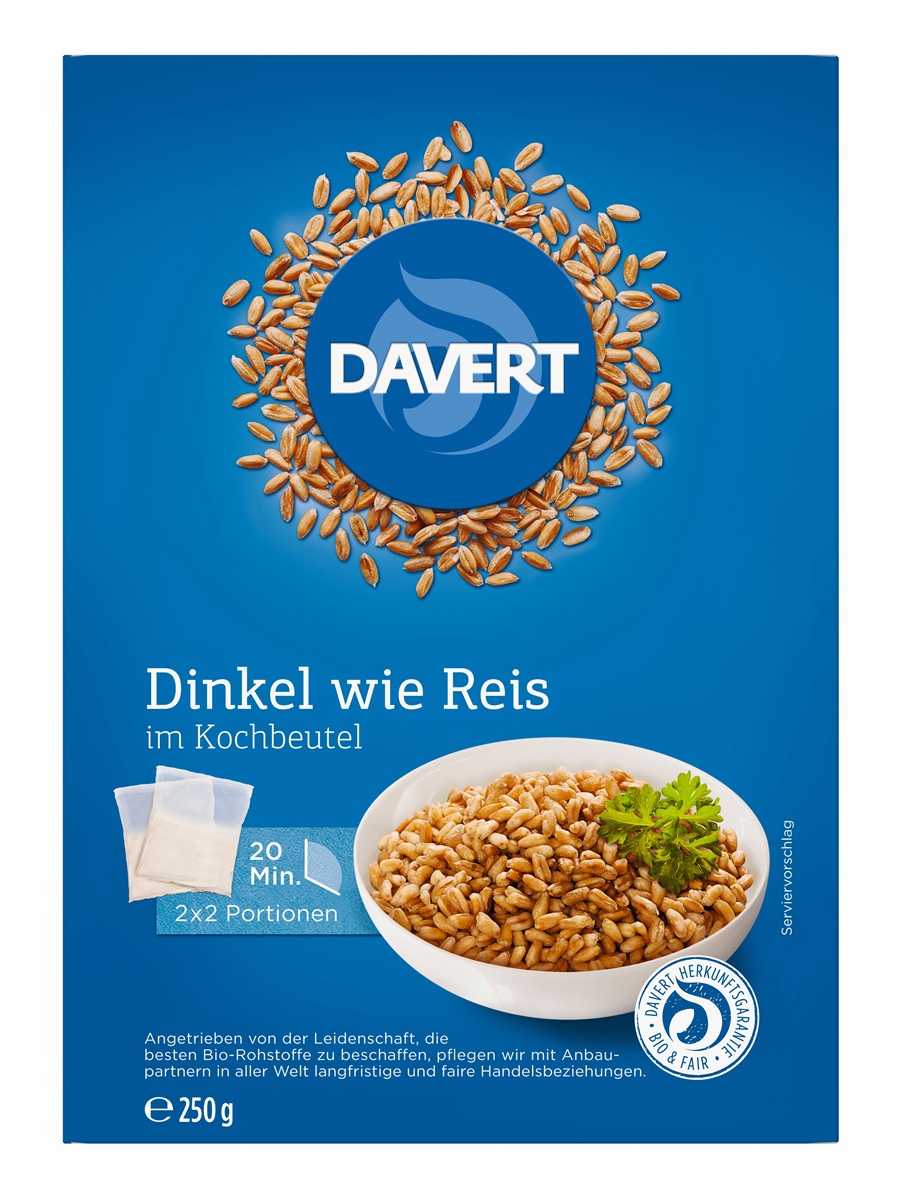 Davert Dinkel wie Reis im Kochbeutel 250g