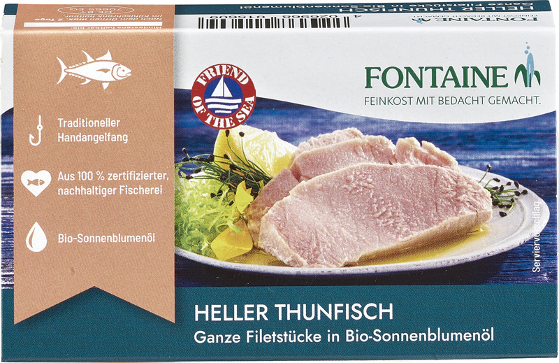 Fontaine Heller Thunfischfilets in Bio-Sonnenblumenöl 120 g