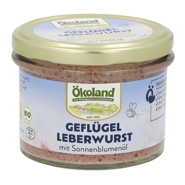ÖKOLAND Geflügel-Leberwurst mit Sonnenblumenöl 160 g