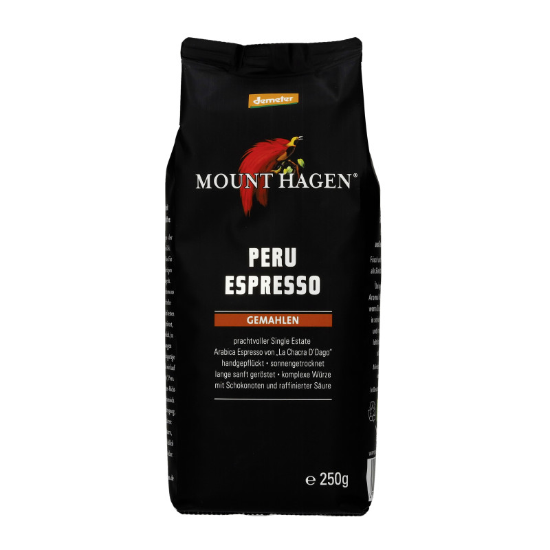 Mount Hagen Demeter Espresso Peru gemahlen 250g