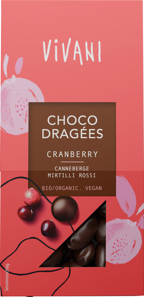 Vivani Choco Dragées Cranberry 75 g