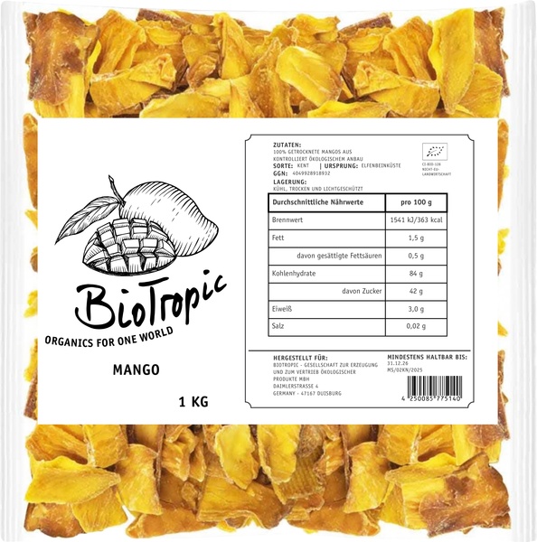 Biotropic Mangostücke getrocknet 1kg 1 kg
