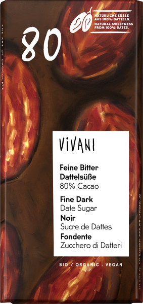 Vivani Feine Bitter Dattelsüße 80% Cacao 80 g