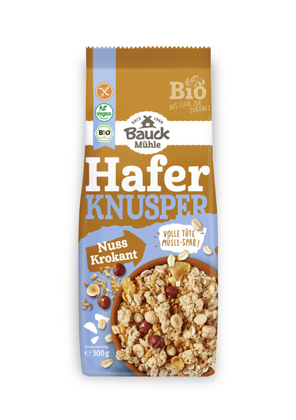 Bauck Mühle Hafer Knusper Müsli Nuss Krokant glutenfrei 300 g