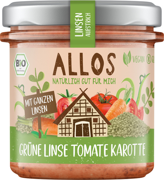 Allos Linsen-Aufstrich Grüne Linse Tomate Karotte 140 g
